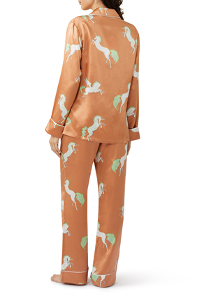 Lila Persephone Silk Satin Pajama Set